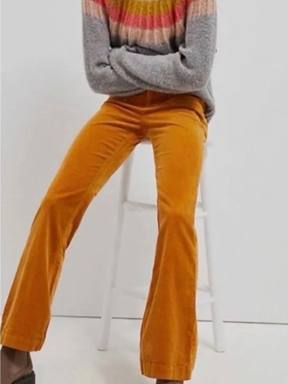 Anthropologie Pilcro High Rise Bootcut Corduroy Pants Cedar Mustard